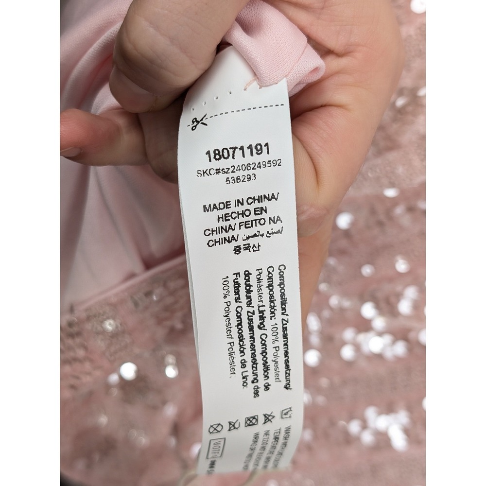 Sequin Coquette Off Shoulder Bow Midi Dress Size L Pink Romantic Cocktail Event - Picture 6 of 11
